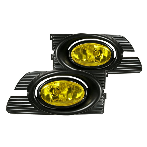 For 06-07 Accord 4DR Chrome LED Halo Projector Headlights+Yellow Fog Lamps